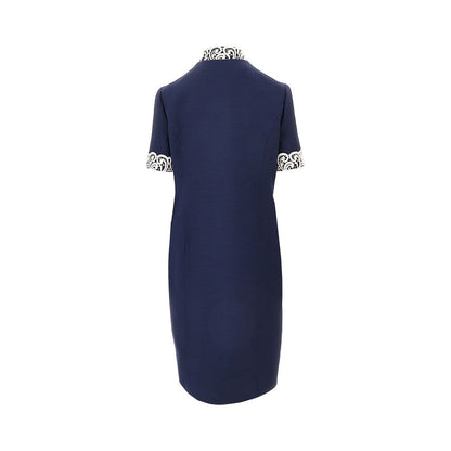 VALENTINO 44 crepe couture dress with macramè trims