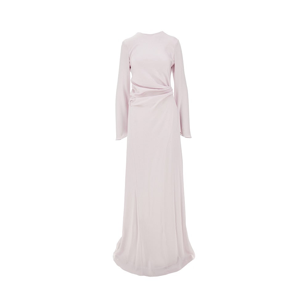 draped crepe satin long dress