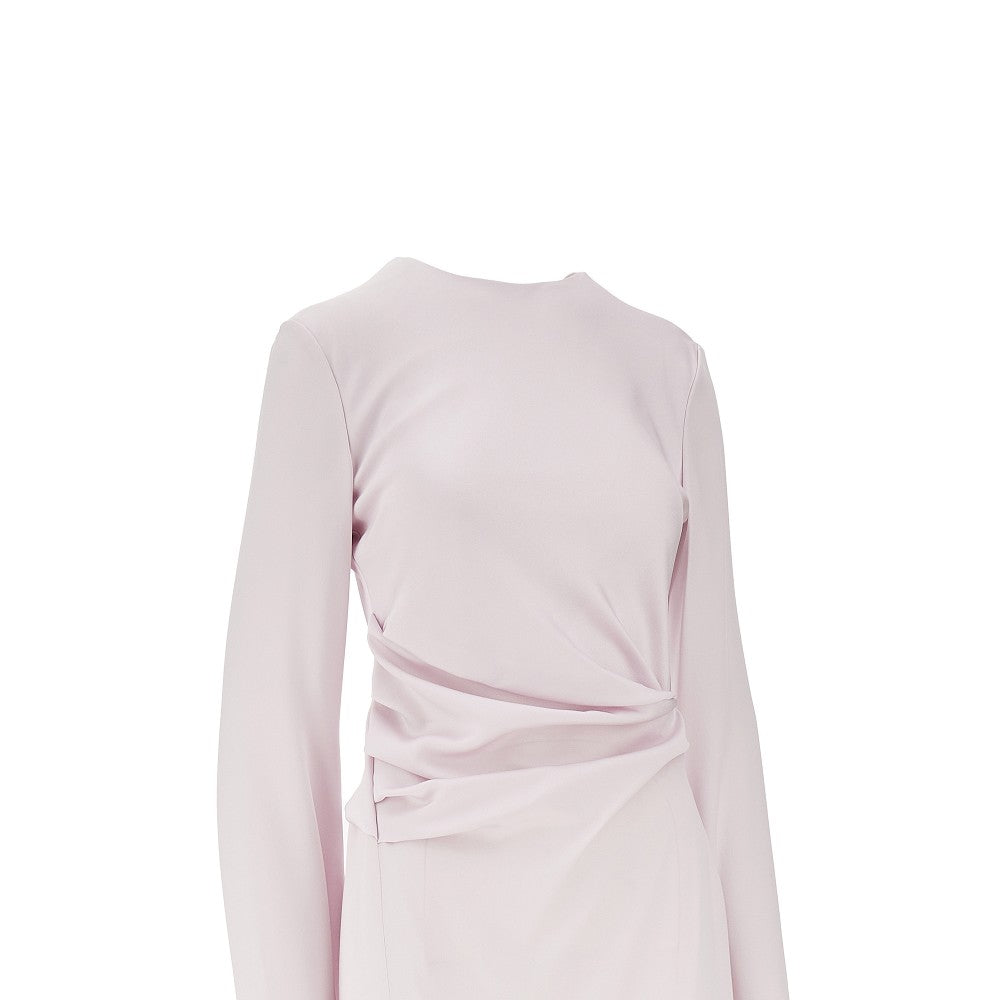 draped crepe satin long dress