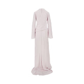 ALEXANDER MCQUEEN 42 draped crepe satin long dress