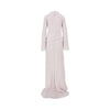 draped crepe satin long dress