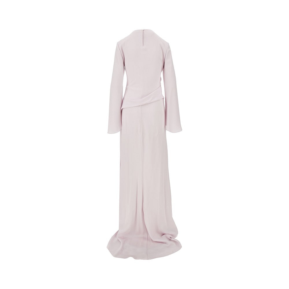 draped crepe satin long dress
