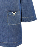 VALENTINO 38 denim mini skirt with v gold details