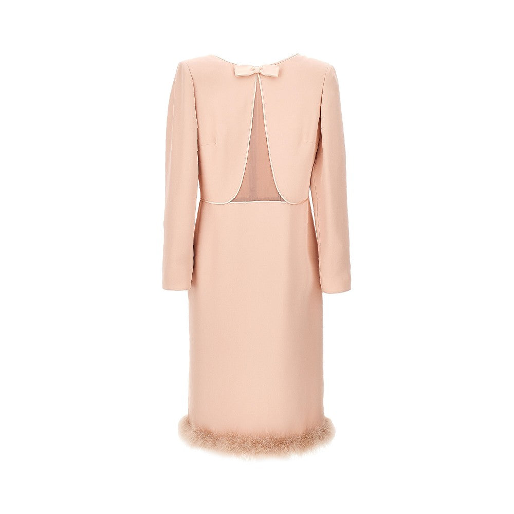VALENTINO 42 cady couture midi dress with feathers