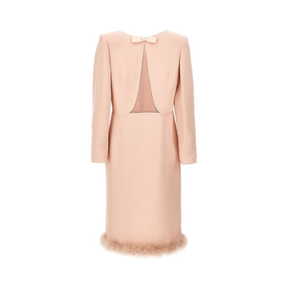 VALENTINO 42 cady couture midi dress with feathers