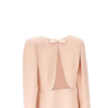 VALENTINO 42 cady couture midi dress with feathers