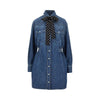 denim mini dress with silk bow