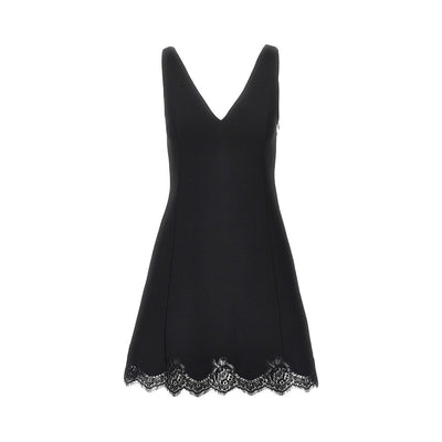 crepe couture mini dress with lace