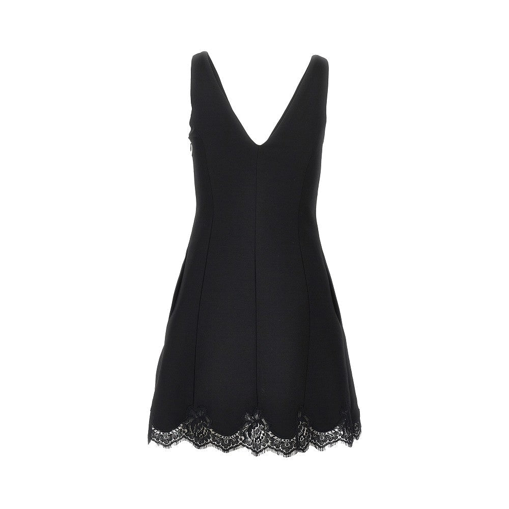 crepe couture mini dress with lace