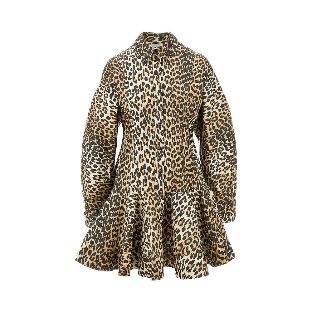 GANNI 38 leopard print poplin mini dress