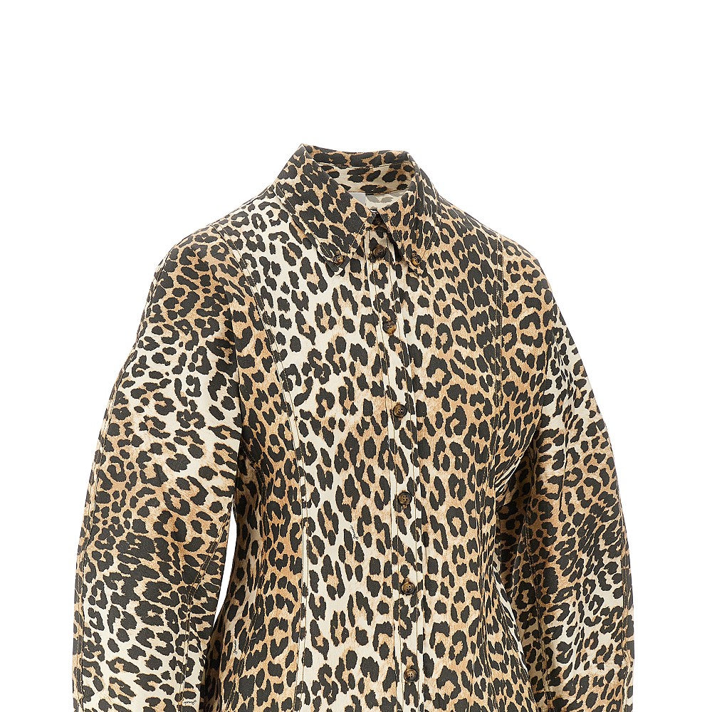 GANNI 38 leopard print poplin mini dress