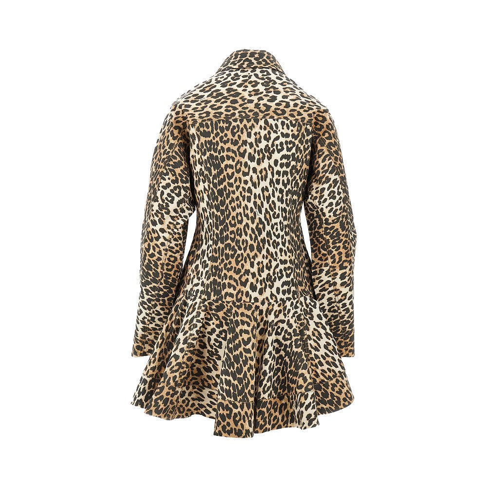 GANNI 38 leopard print poplin mini dress