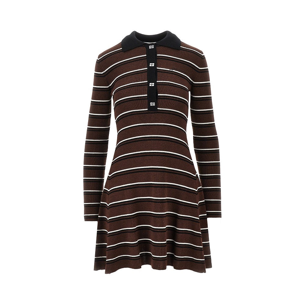 knitted short dress with striped motif