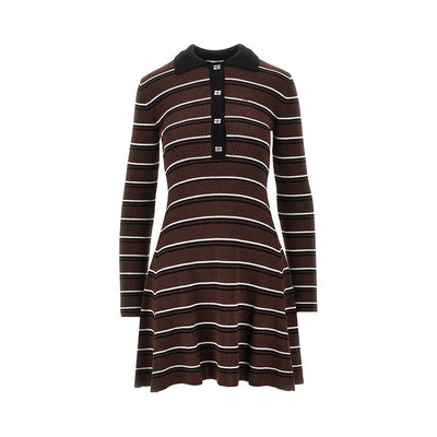 knitted short dress with striped motif