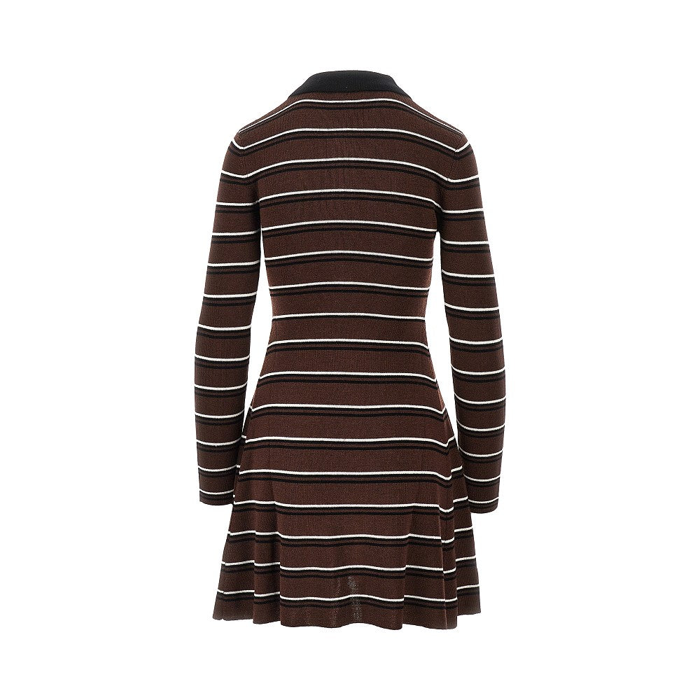 knitted short dress with striped motif