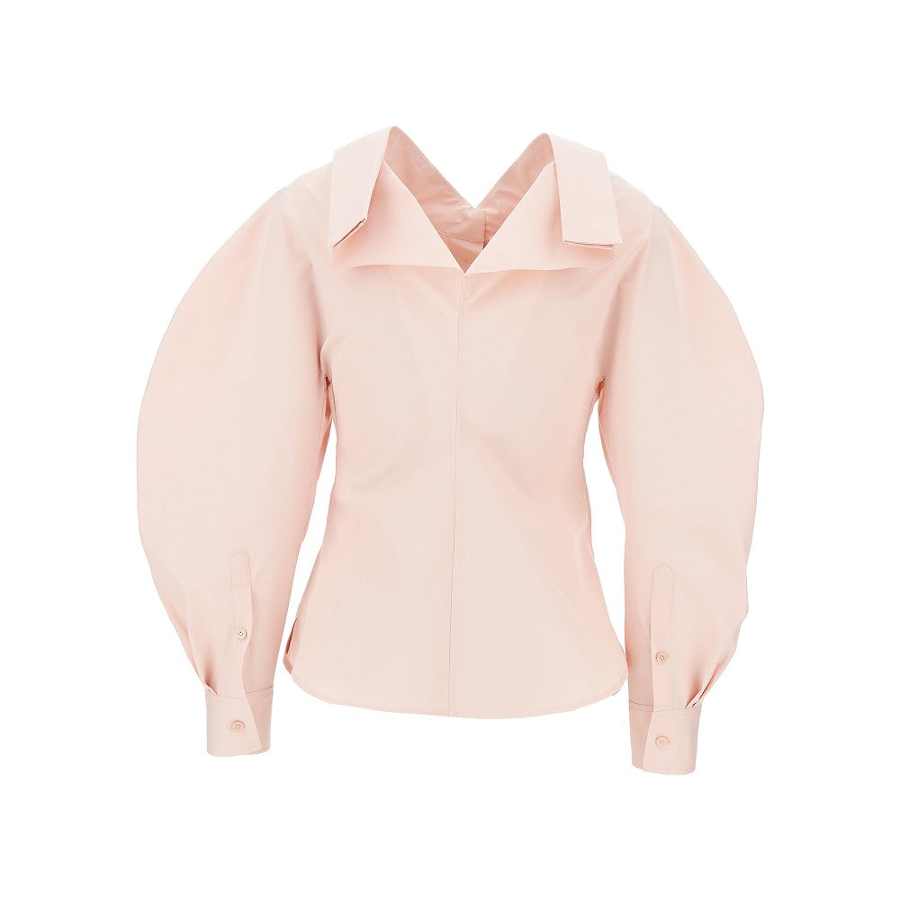 poplin shirt with rounded sleeves