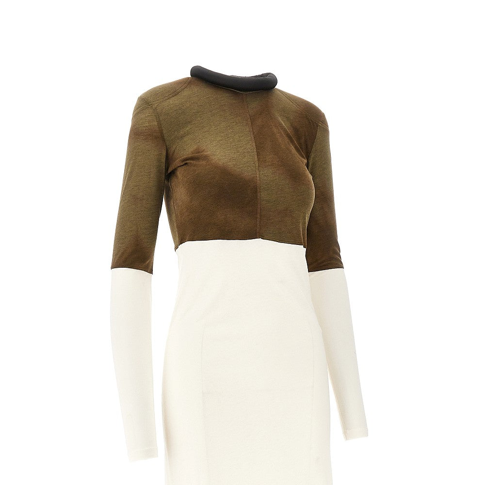 PHOEBE PHILO 38 colour block dress with tubular crewneck
