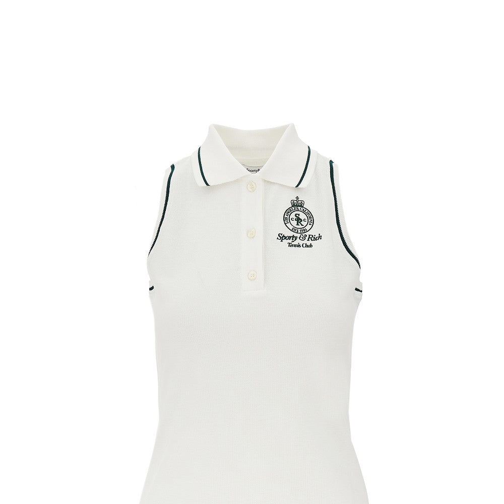 SPORTY AND RICH S crown tennis piquet mini polo dress