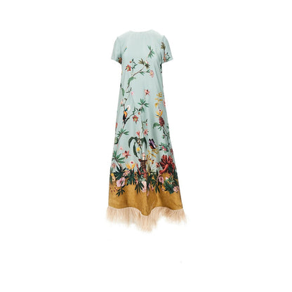 LA DOUBLE J S swing silk dress with feathers