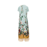 LA DOUBLE J S swing silk dress with feathers