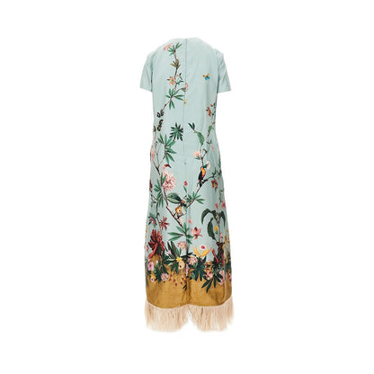 LA DOUBLE J S swing silk dress with feathers