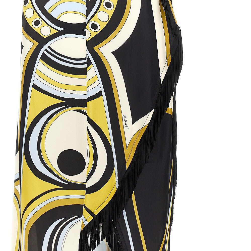 printed silk scarf midi dress