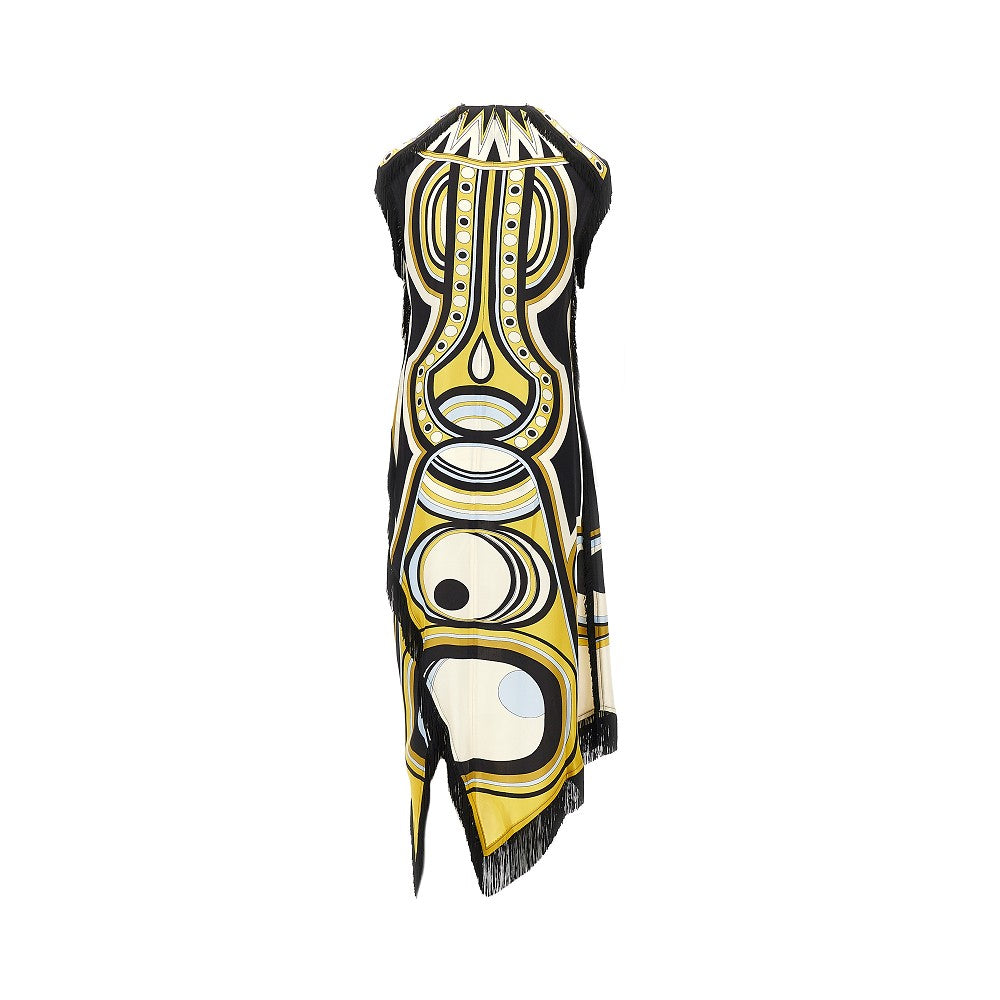 printed silk scarf midi dress