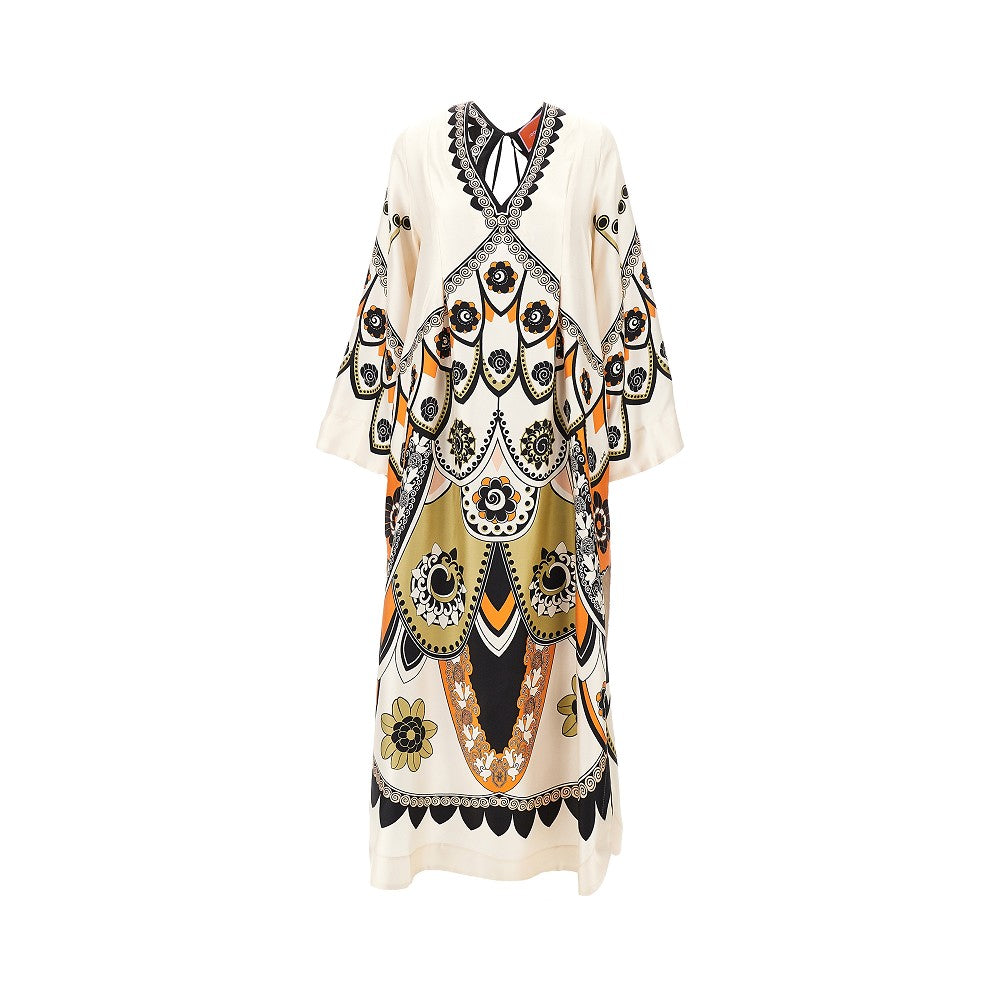 LA DOUBLE J 42 printed silk twin flame long dress