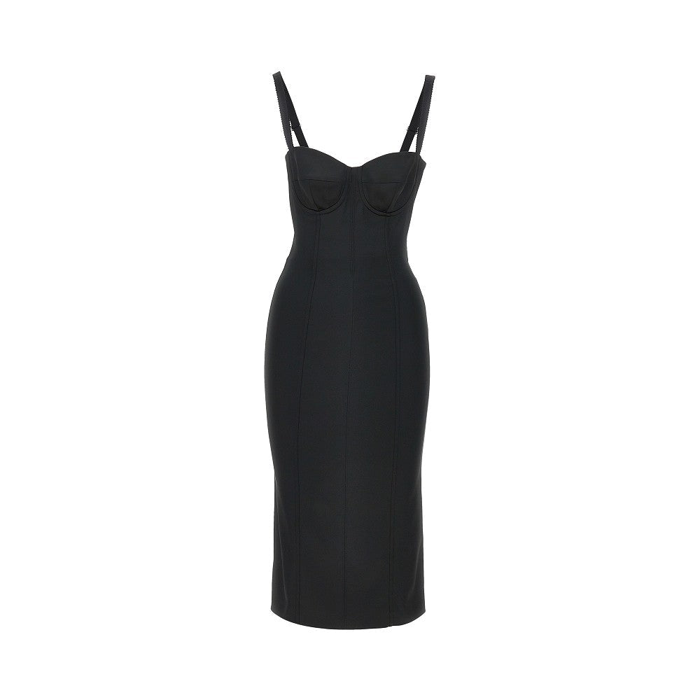stretch satin midi dress