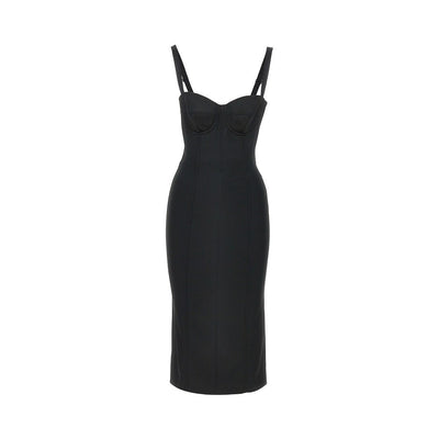 stretch satin midi dress