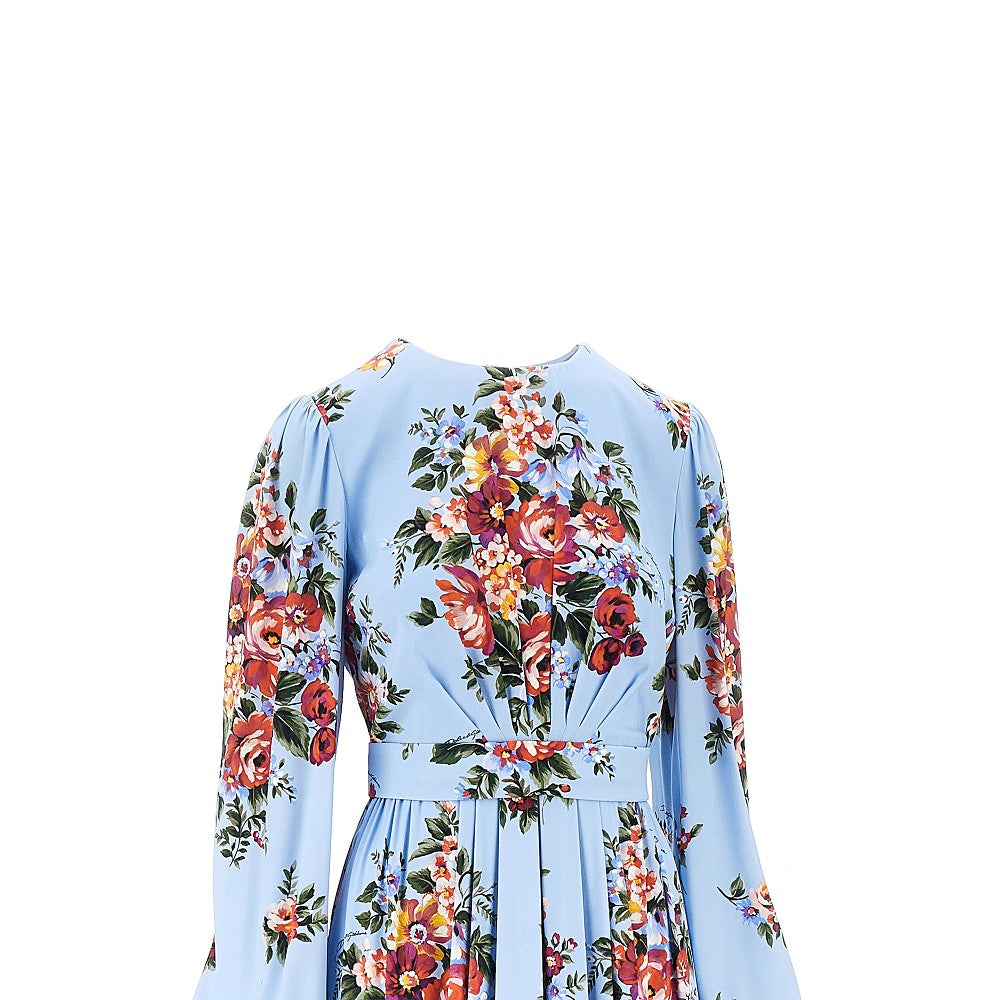 DOLCE&amp;GABBANA 44 flowers print charmeuse long dress