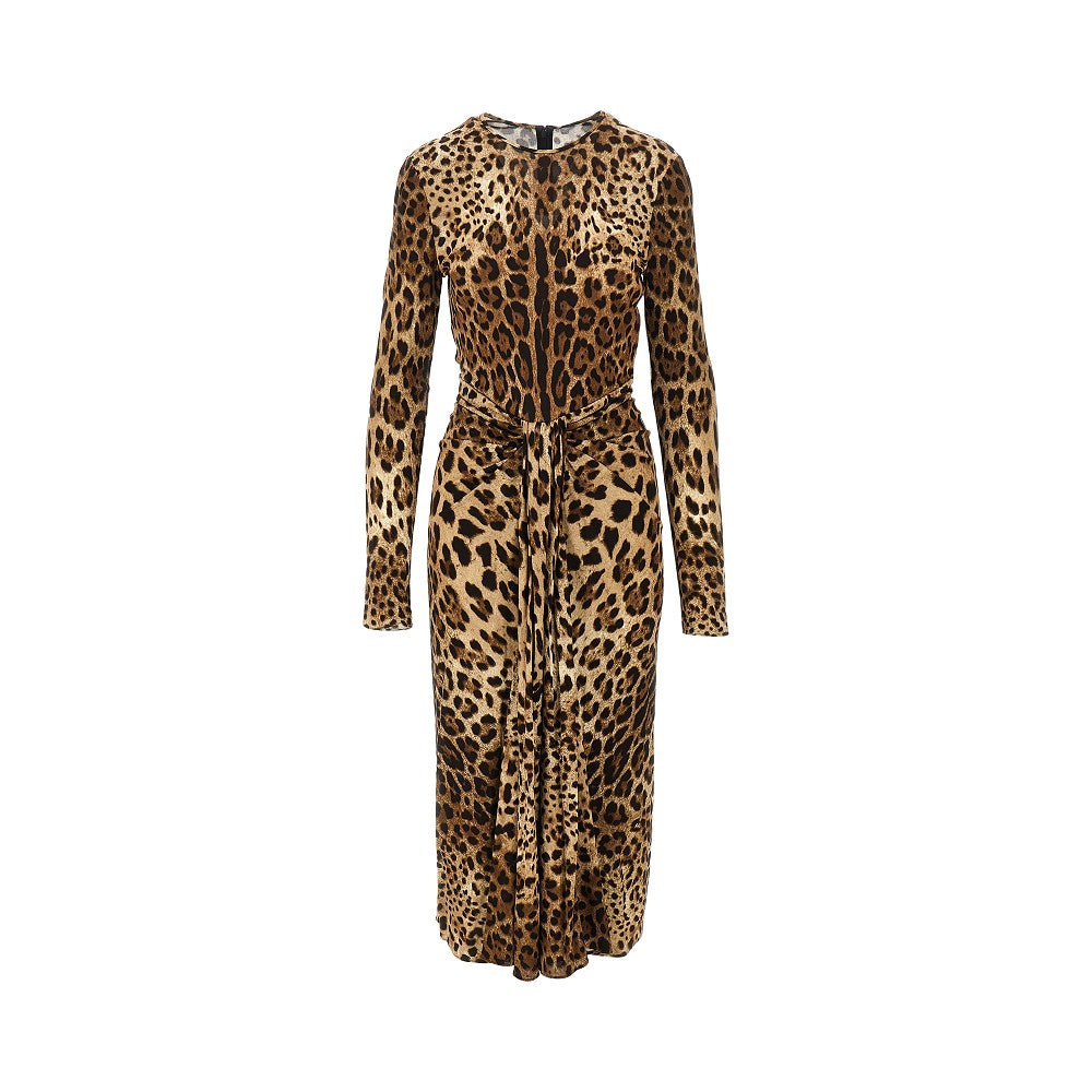 viscose midi dress with leo print