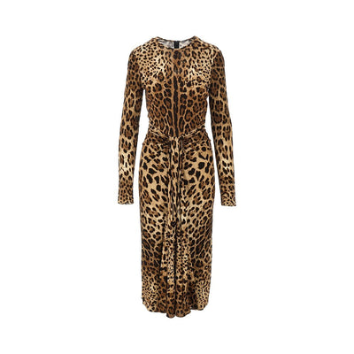 viscose midi dress with leo print