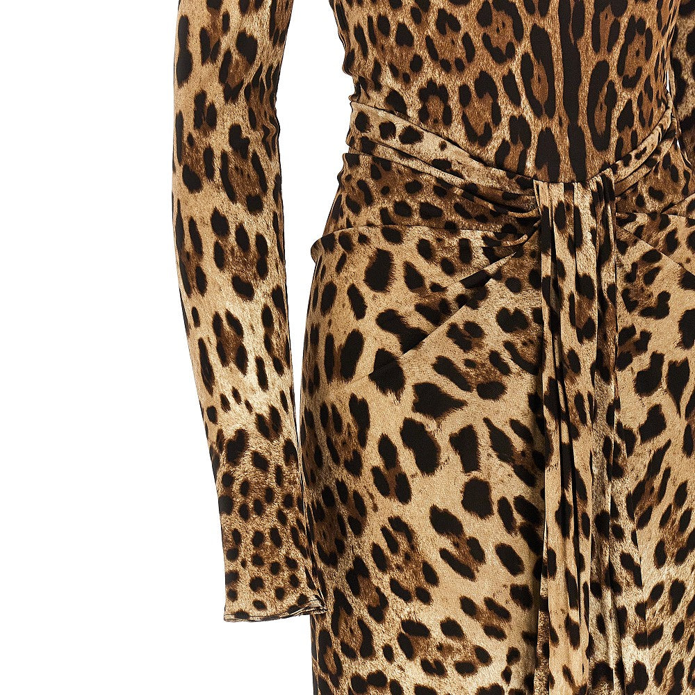 viscose midi dress with leo print