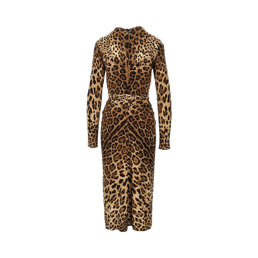 viscose midi dress with leo print