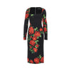 roses print charmeuse midi dress