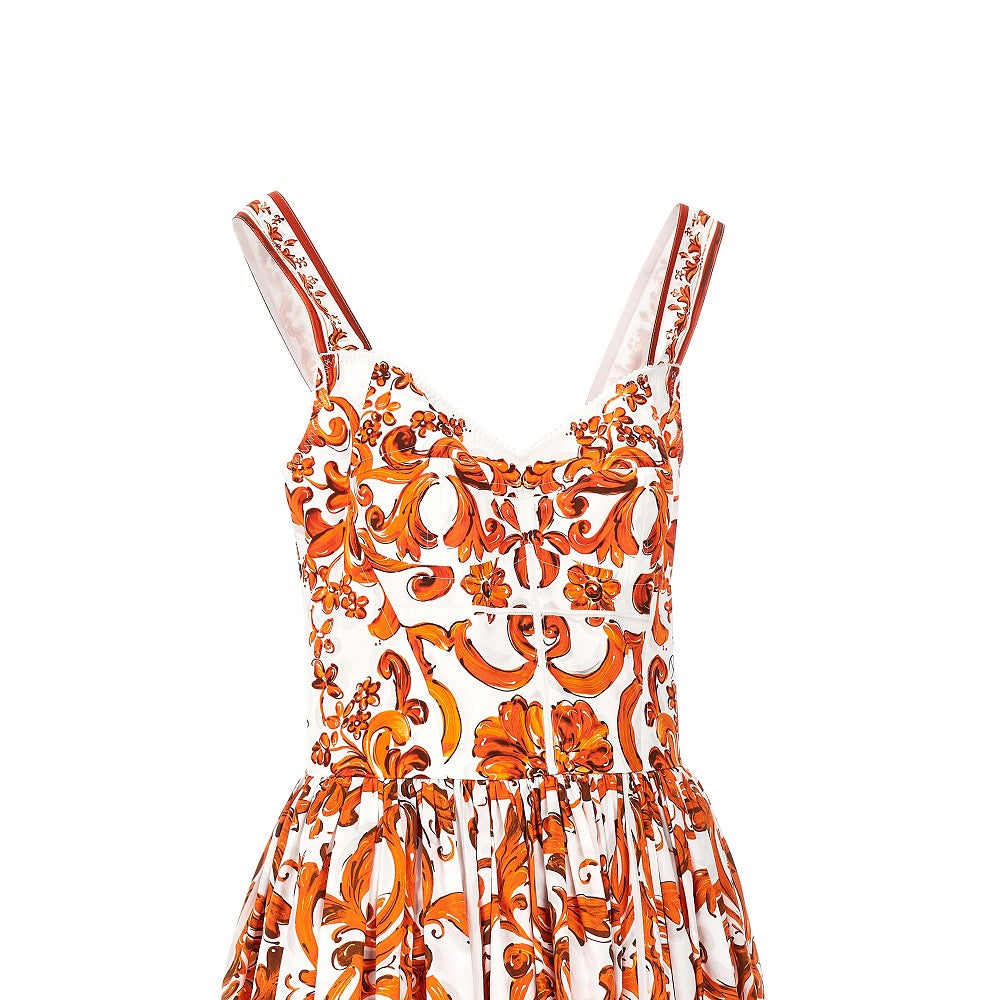 DOLCE&amp;GABBANA 40 poplin long dress with maiolica print