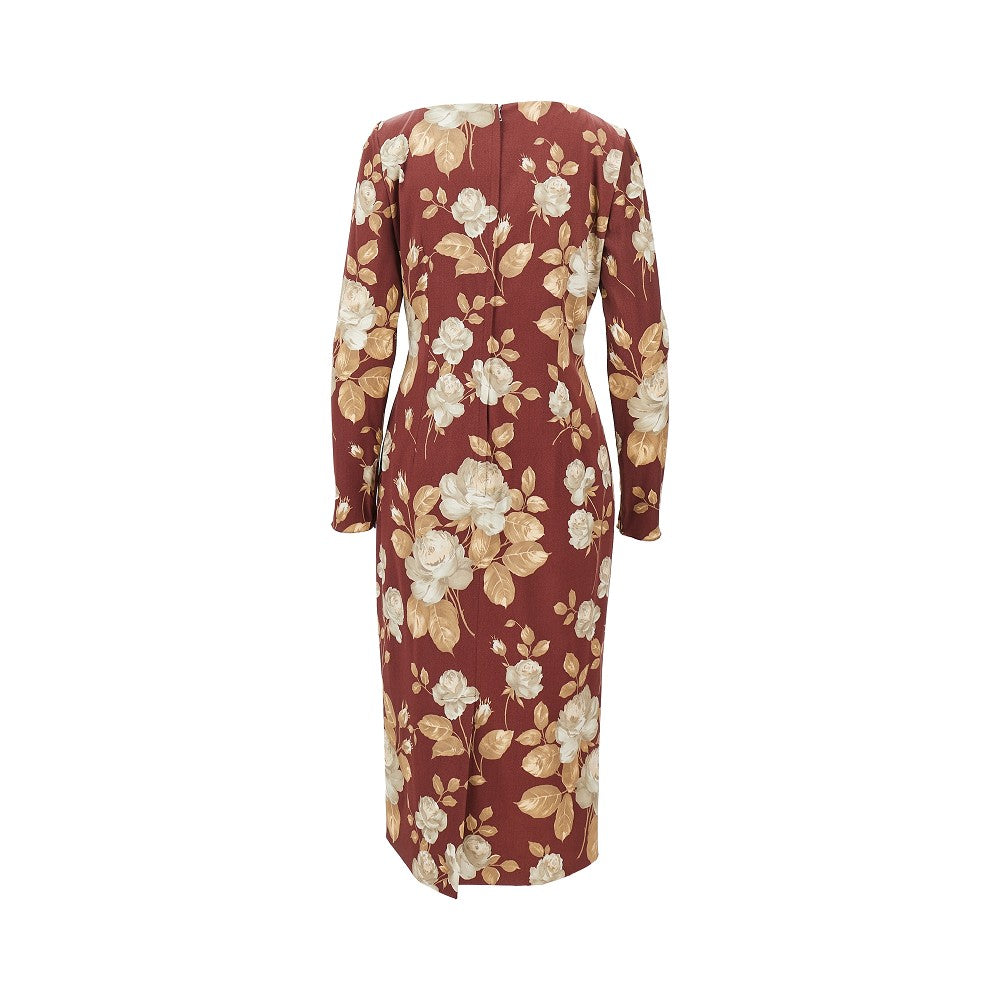 DOLCE&amp;GABBANA 44 roses print satin midi dress