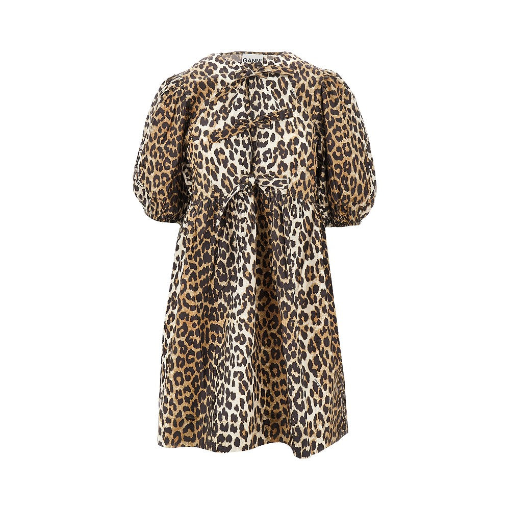 GANNI 36 leopard cotton mini dress