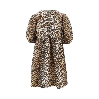 GANNI 36 leopard cotton mini dress