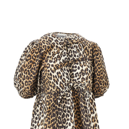 GANNI 36 leopard cotton mini dress