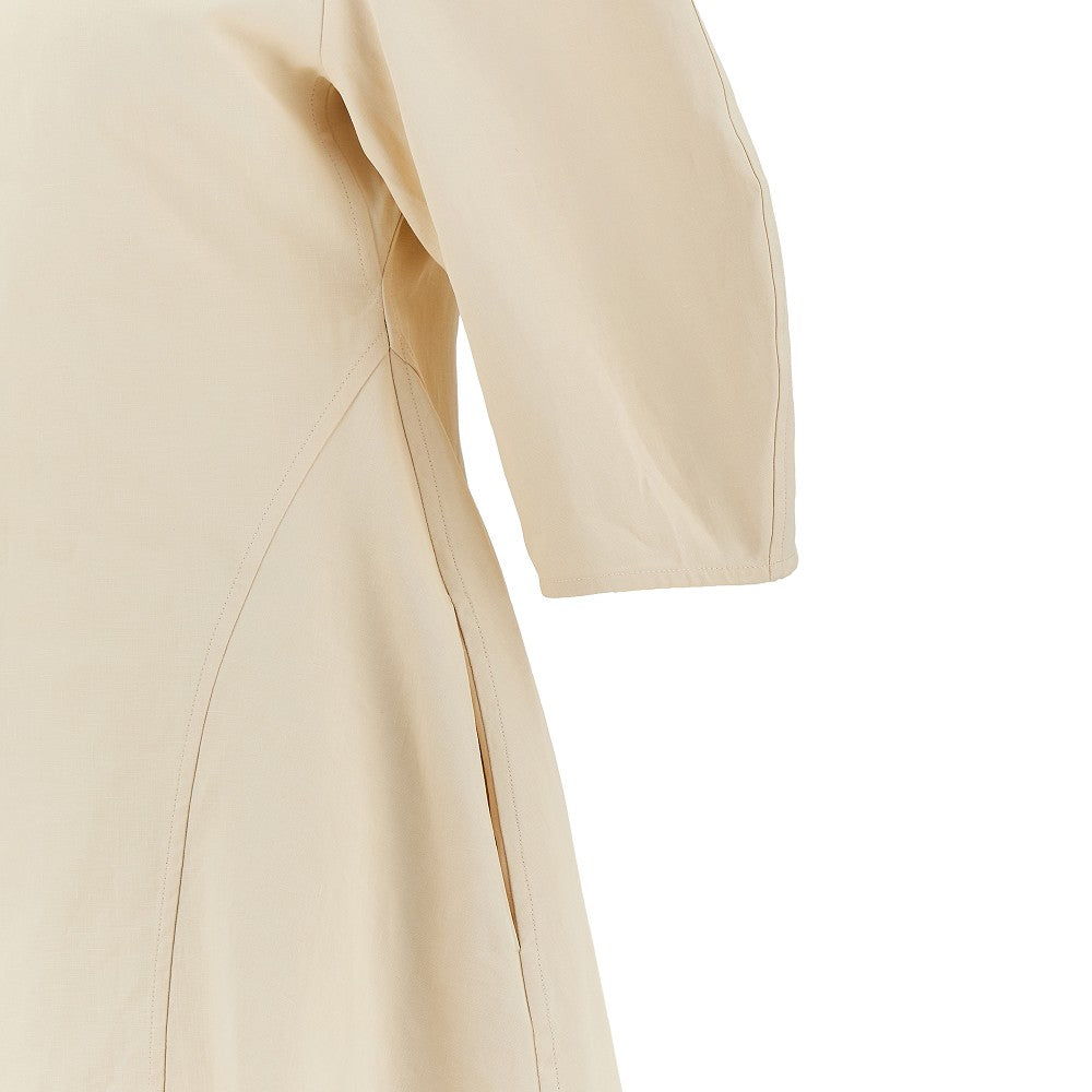 JIL SANDER 36 coated linen midi dress