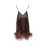 OSEREE SWIMWEAR S-M lumière mini dress with feathers
