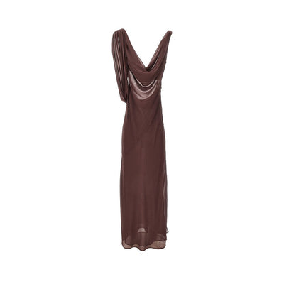 minerva stretch georgette long dress