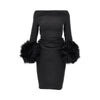 tyla long dress with faux fur cuffs