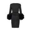 tyla long dress with faux fur cuffs