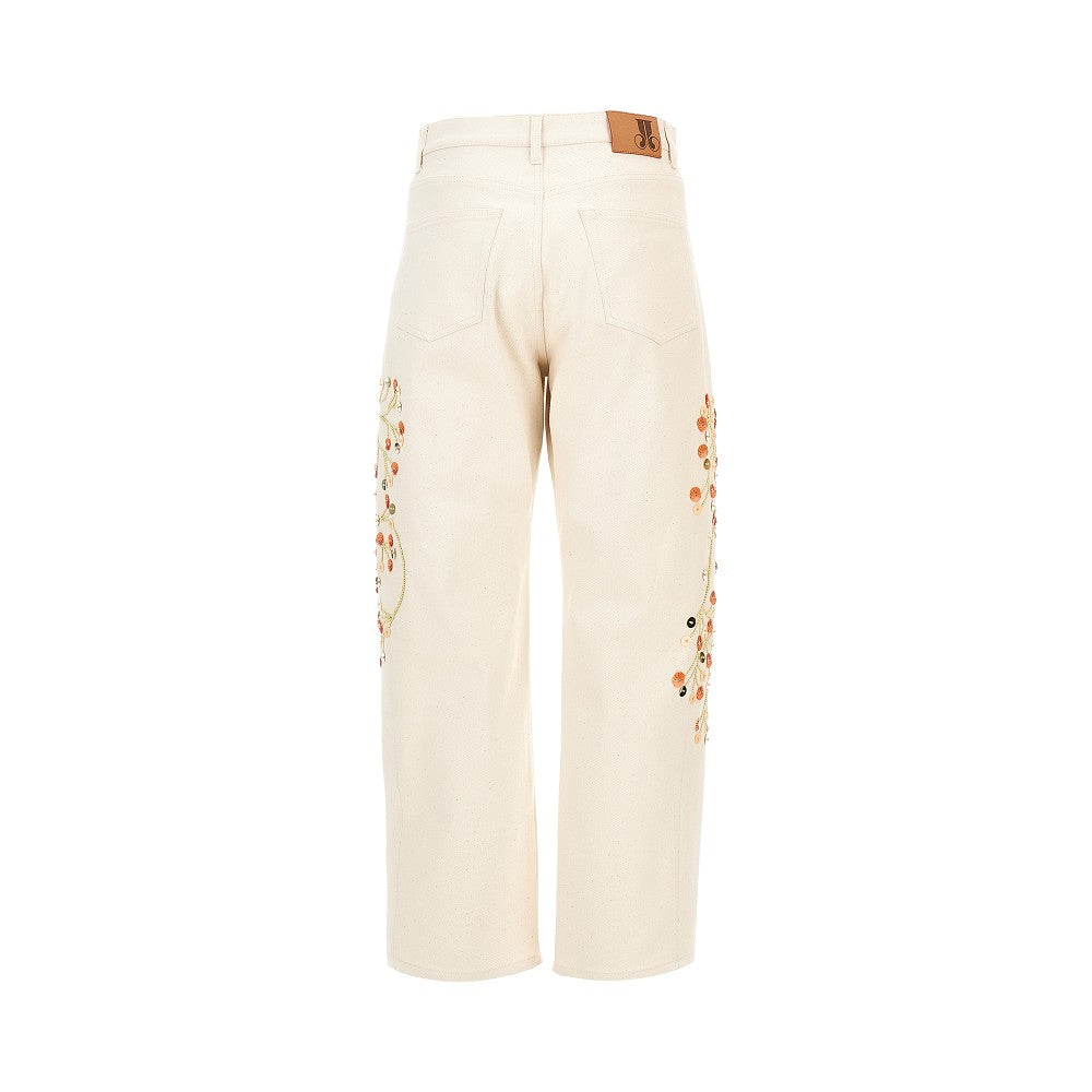 embroidered barrel jeans