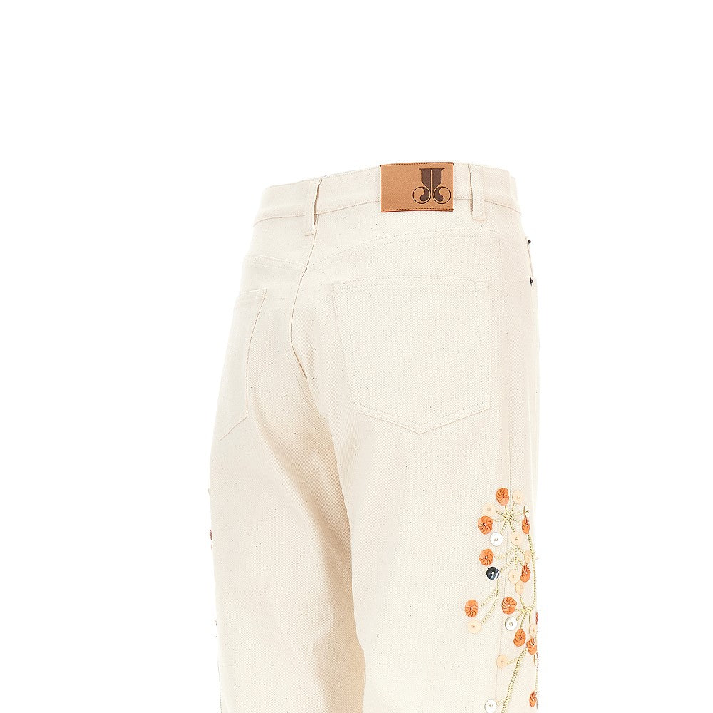 embroidered barrel jeans