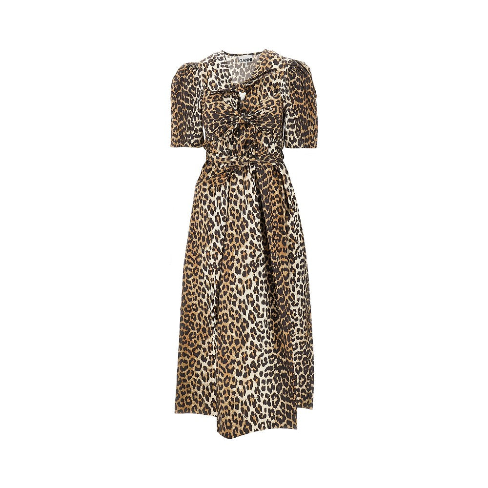 GANNI 36 leopard cotton midi dress