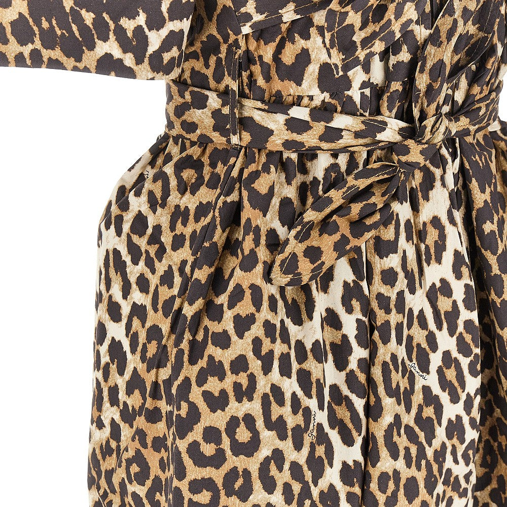 GANNI 36 leopard cotton midi dress